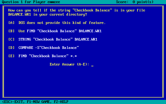 Know It? DOS screenshot