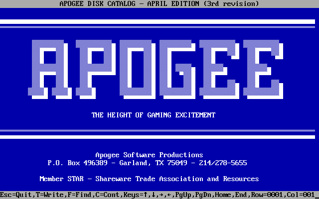 Apogee Software catalog