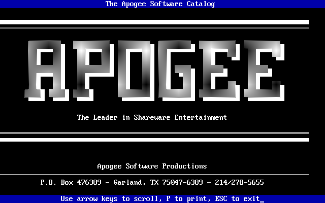 Apogee Software catalog