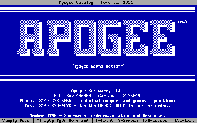 Apogee Software catalog