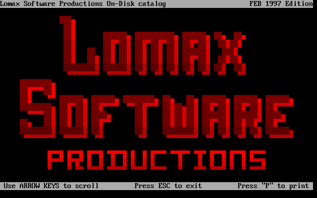 Lomax Software Productions catalog