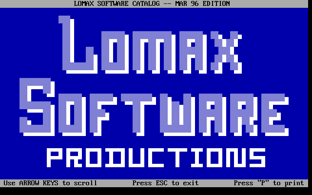 Lomax Software Productions catalog