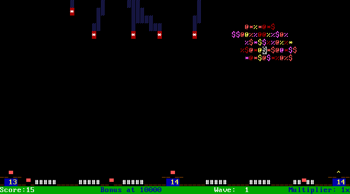 Text Missile Command screenshot